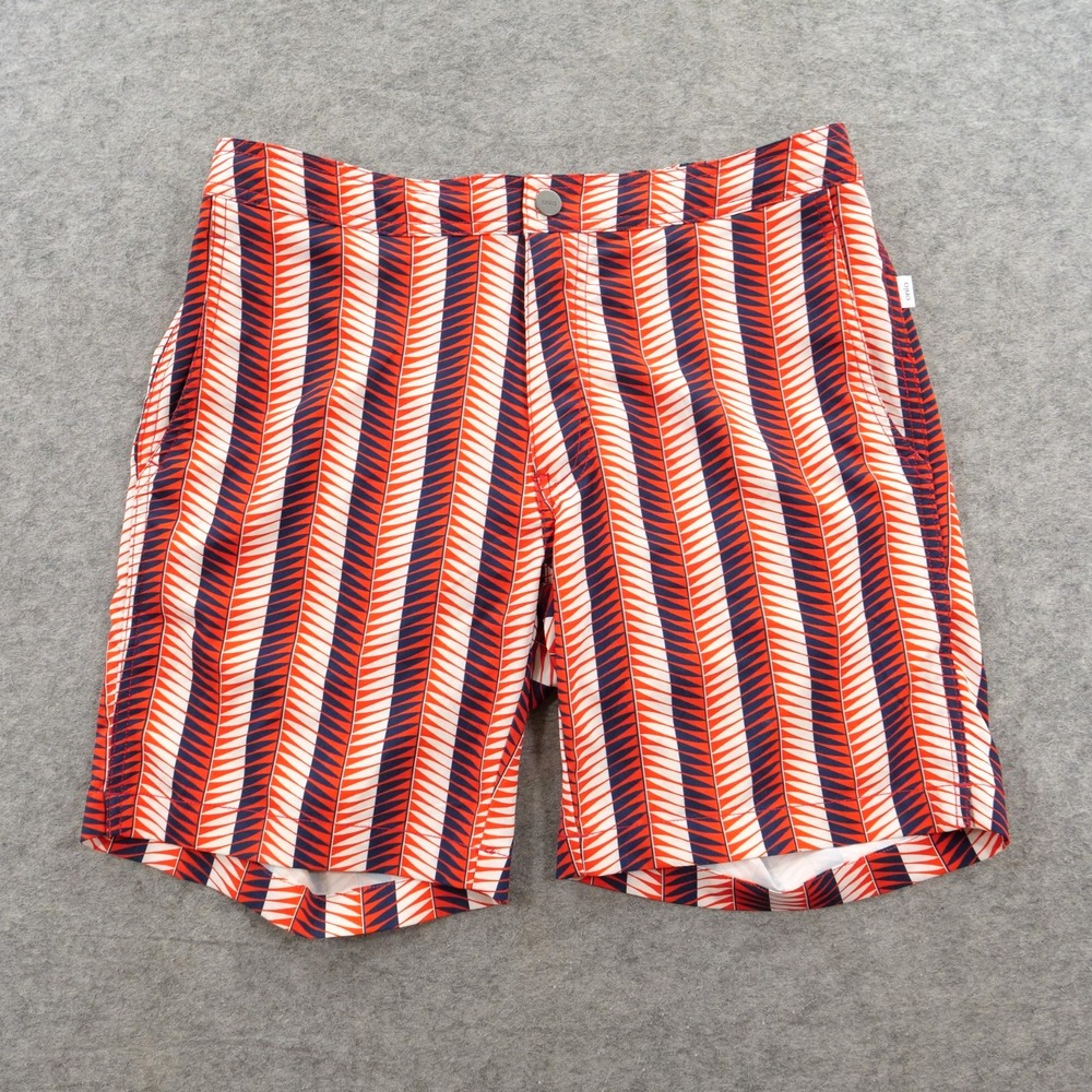 Onia Swim Shorts Men Medium Red Blue Striped The Calder Boardshorts Swimwear